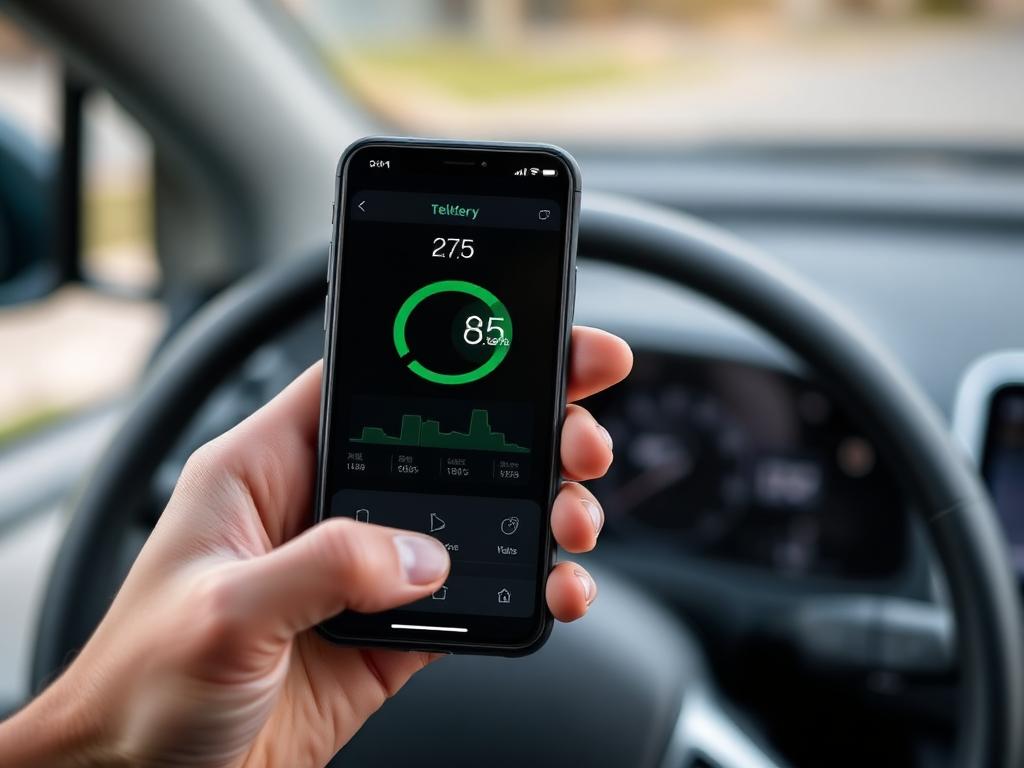 Celular exibindo telemetria do carro elétrico